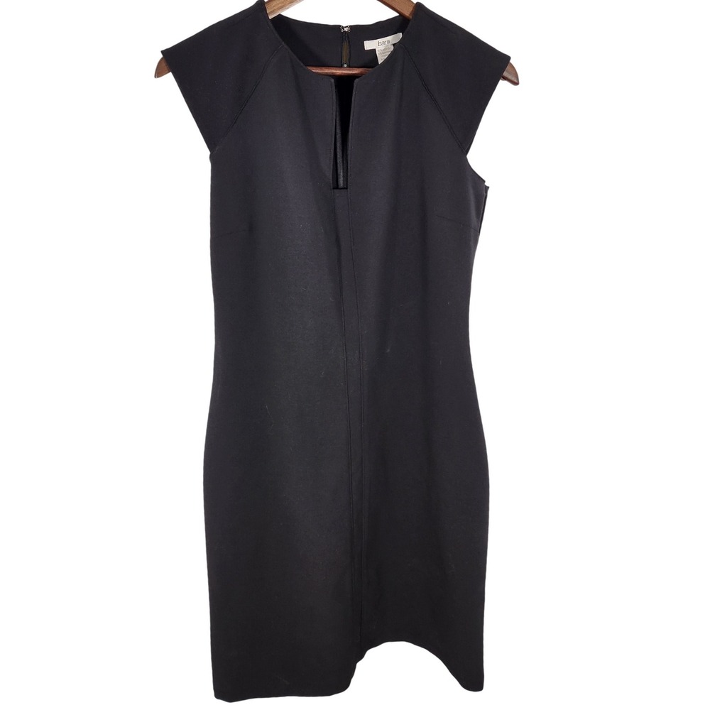 Bar III Black Cap Sleeve Sheath‎ Dress V-Neck Back Zip Size Medium